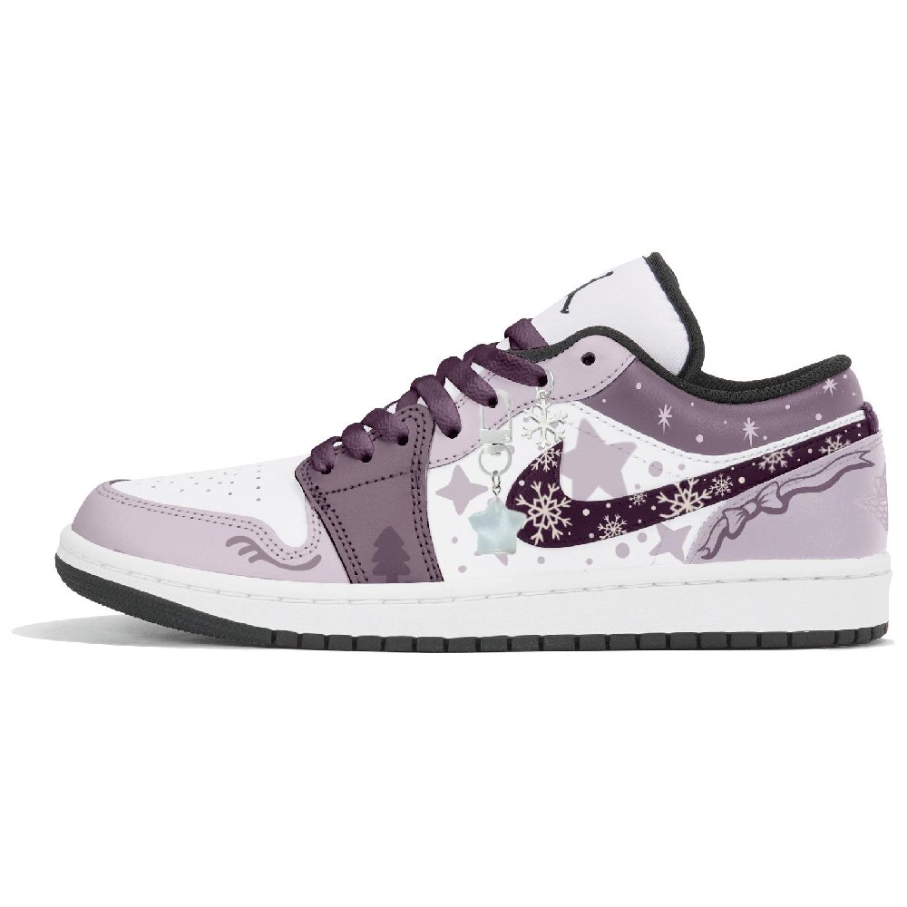 Jordan Air Jordan 1 Wear resistant And Lightweight Low Top Vintage Basketball Shoes Men's Purple