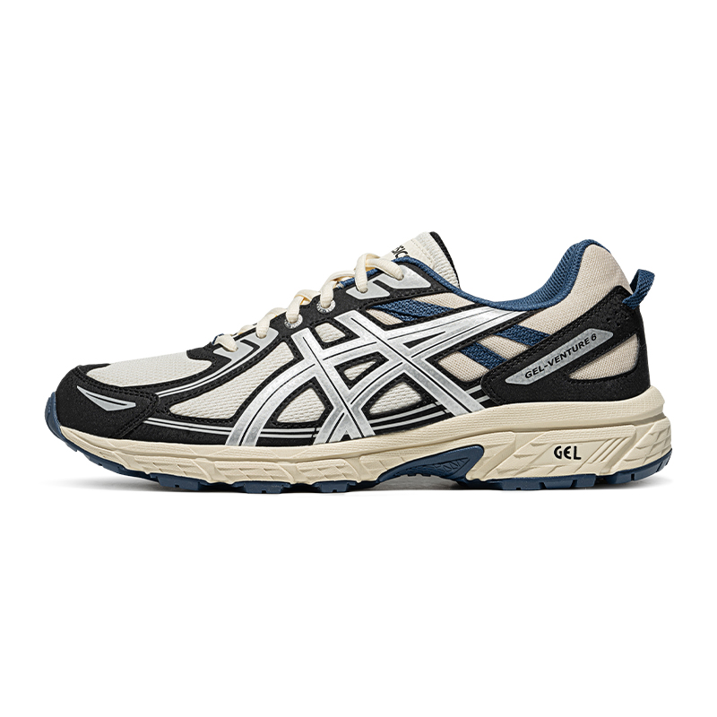 Asics Gel-Venture 6 Wear-Resistant Breathable Rebound Low-Top Trail Running Running Shoes Men's White Black
