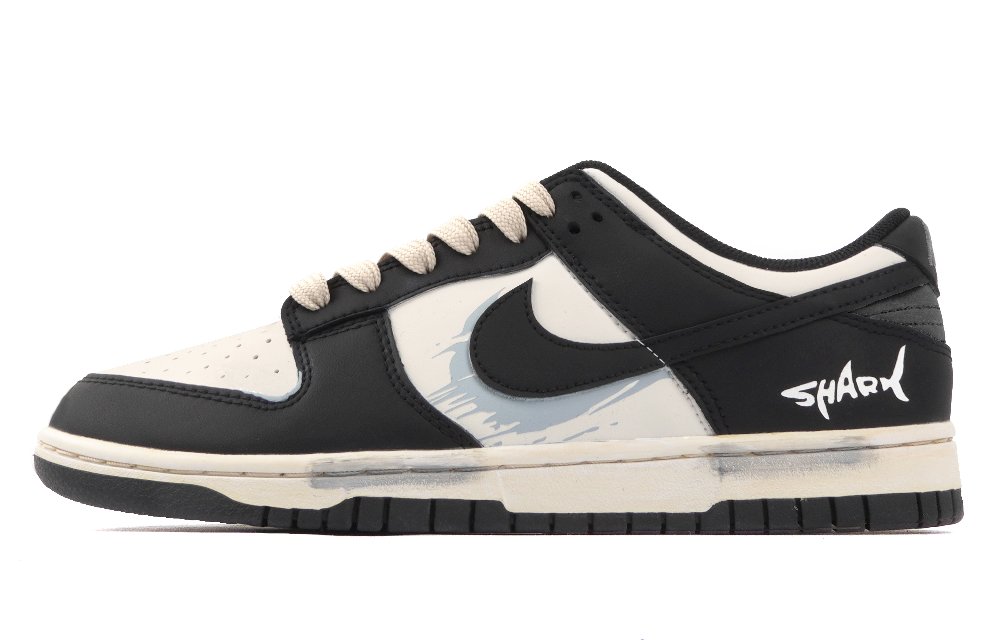 Nike Dunk Anti Slip Wear Resistant Low Top Skateboard Shoes Unisex Black Beige