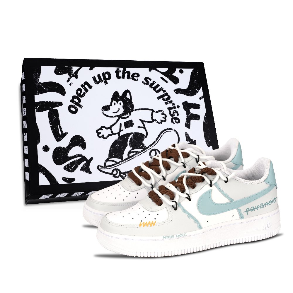 Nike Air Force 1 Abrasion Resistant Low Top Skateboard Shoes Unisex Blue Gray