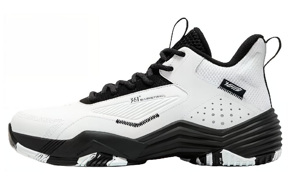 361° Cushioned Slip-Resistant Low-Top Basketball Shoes Men's White Black