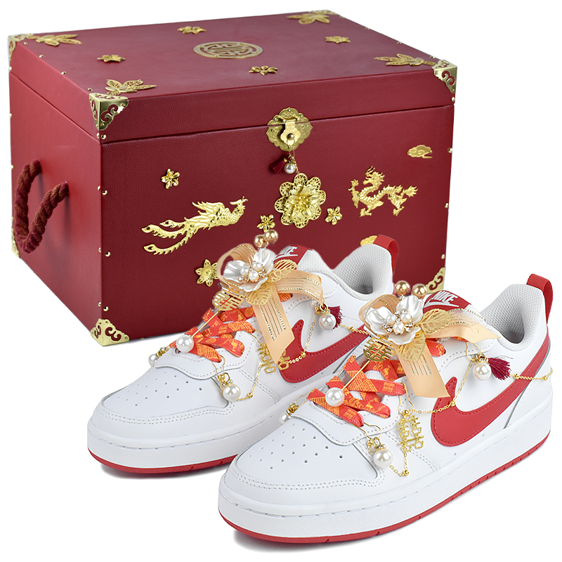Nike Court Borough 2 Anti Slip Wear Resistant Low Top Skateboard Shoes Women's White Red купить в интернет-магазине Yoocart с быстрой доставкой по России.