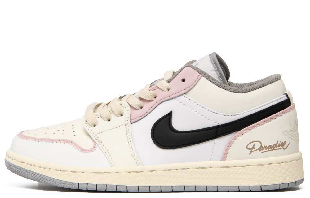 Jordan Air Jordan 1 Romantic Essence Anti-Slip Wear-Resistant Low-Top Vintage Basketball Shoes GS Beige Pink