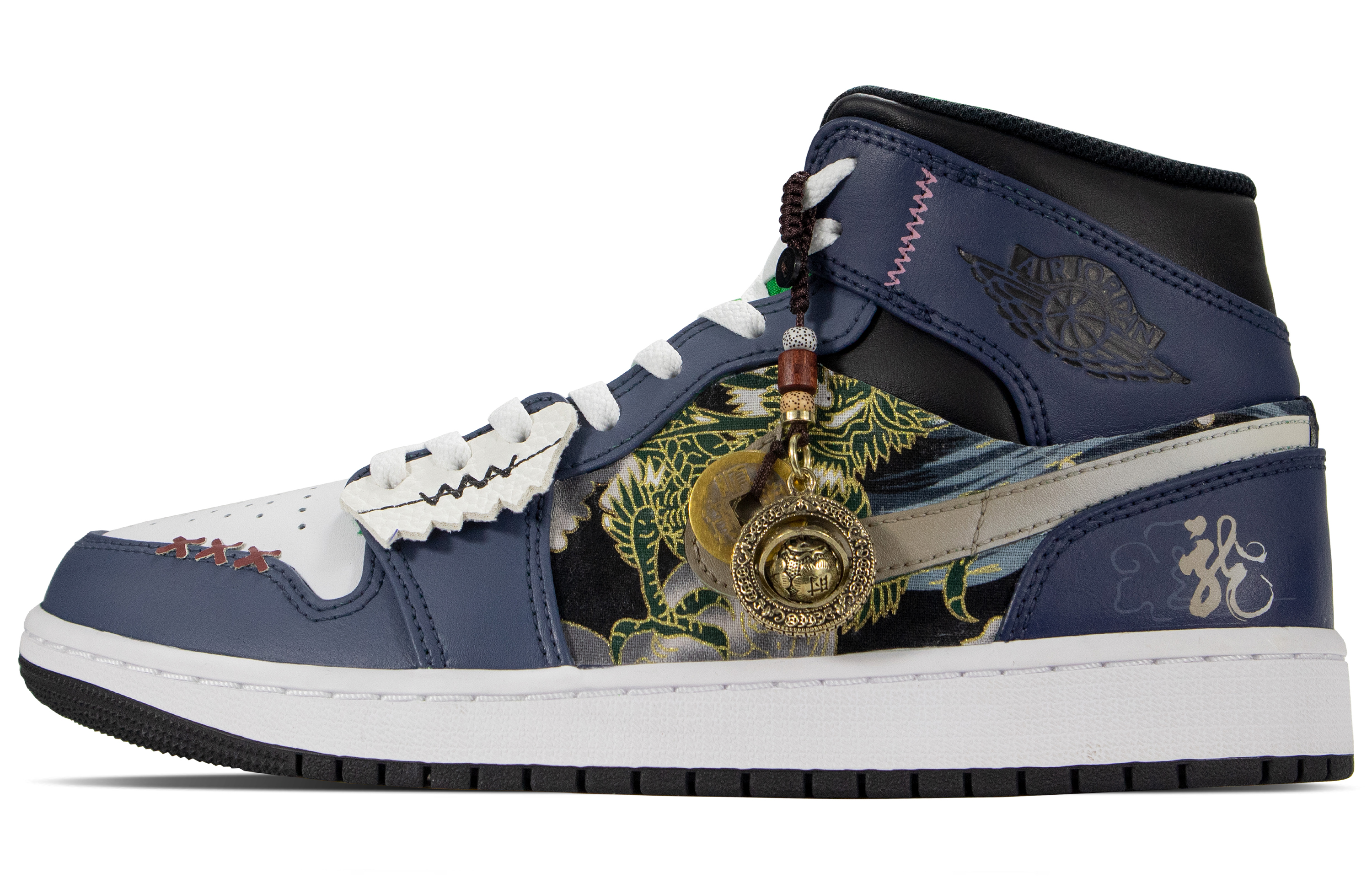 Jordan Air Jordan 1 Cushioning Anti-Slip And Wear-Resistant Mid-Top Vintage Basketball Shoes Men's Blue White