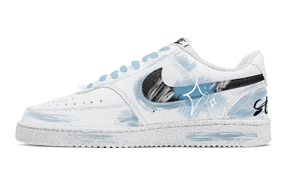 Nike Court Vision 1 Starry Wish Slip Resistant Low Top Skateboard Shoes Men's White Blue