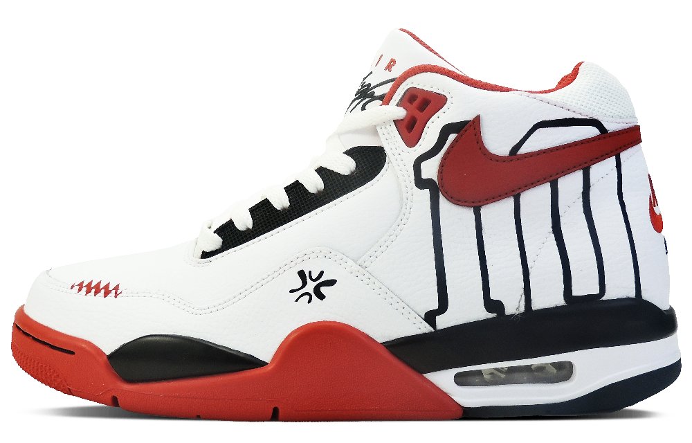 Nike Flight Legacy Slam Dunk Hanamichi Sakuragi Slip-Resistant Mid-Top Vintage Basketball Shoes Unisex White Red