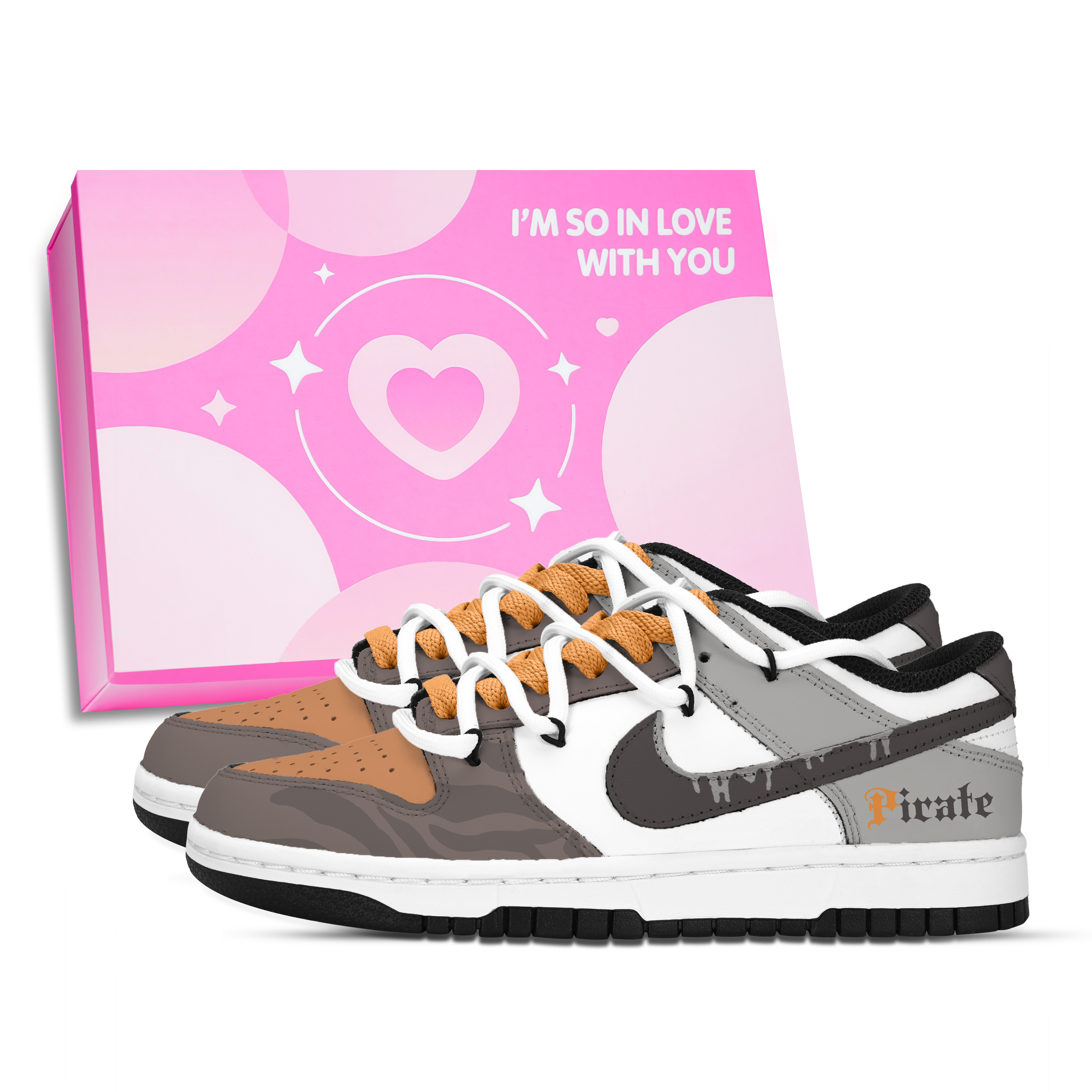 Nike Dunk Skateboard Shoes Unisex Low top Gray/Brown/Yellow