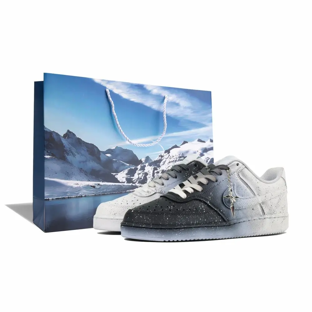 Nike Court Vision Nightfall, Shopping Bag Cushioning, Wear Resistant Low top Skateboard Shoes Unisex Black White