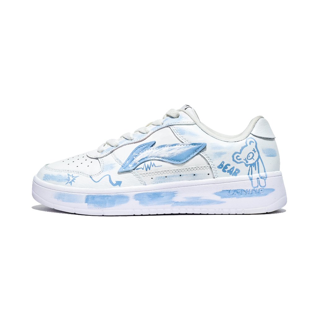 LiNing Pontoon Boats Wear resistant And Lightweight Low Top Skateboard Shoes Unisex Blue White