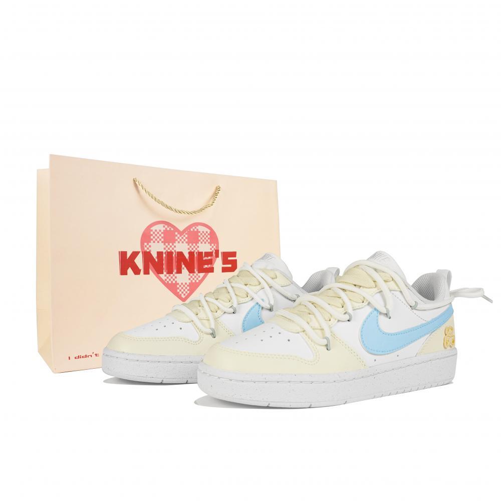 Nike Court Borough Low Nine Systems Low Top Skateboard Shoes GS Beige Blue