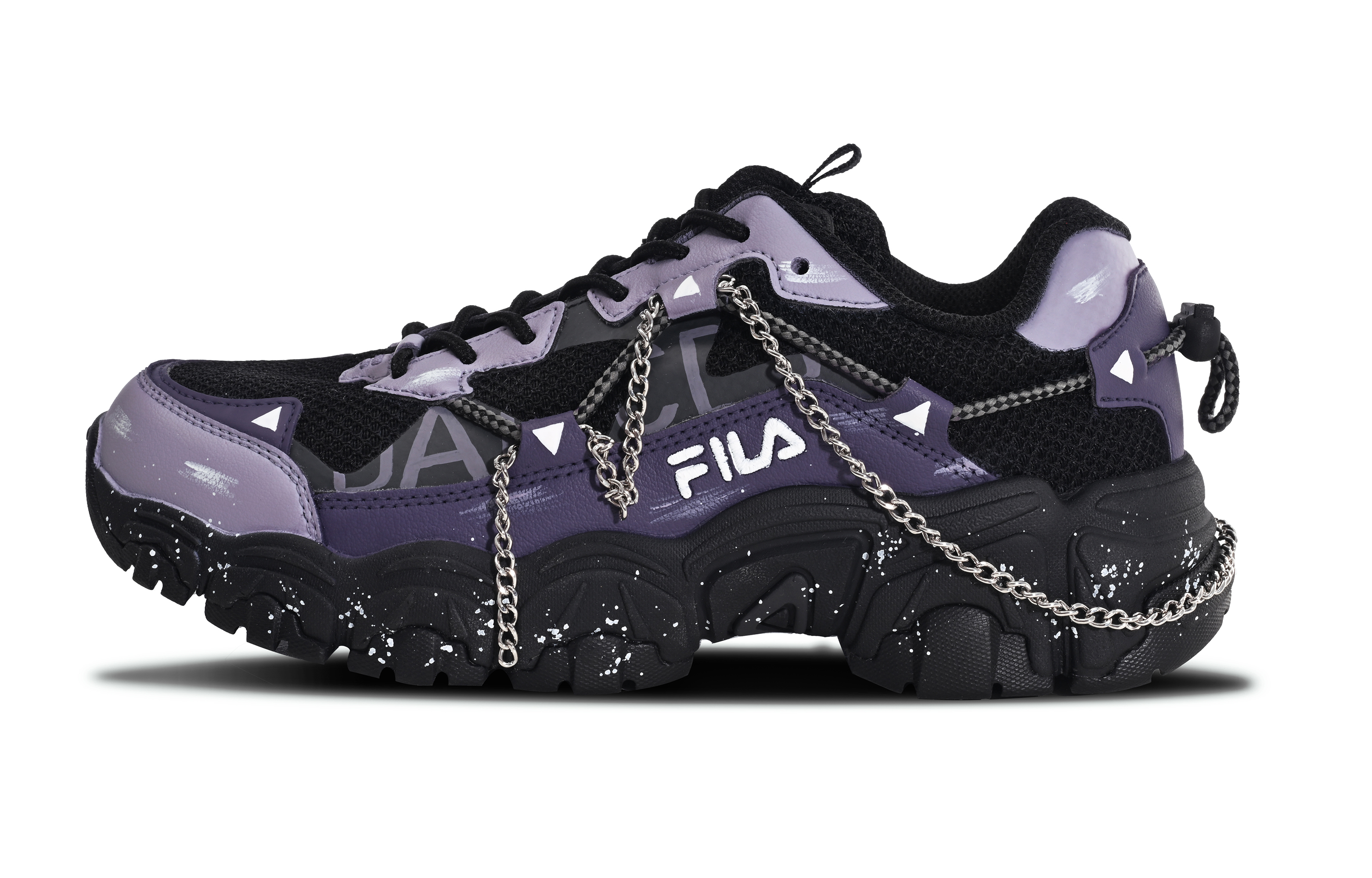 FILA Cat Claw Trendy Streets Anti Slip And Wear Resistant Breathable Low Top Sports Casual Shoes Unisex Black Purple
