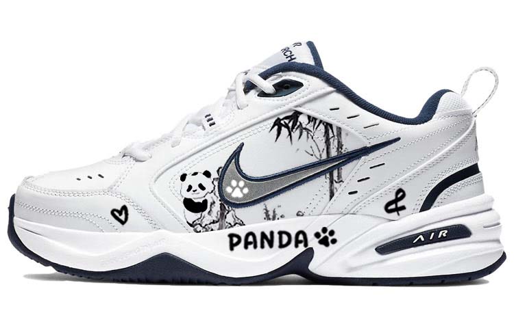Nike Air Monarch 4 Anti Slip Wear Resistant Low Top Chunky Sneakers Unisex Blue White
