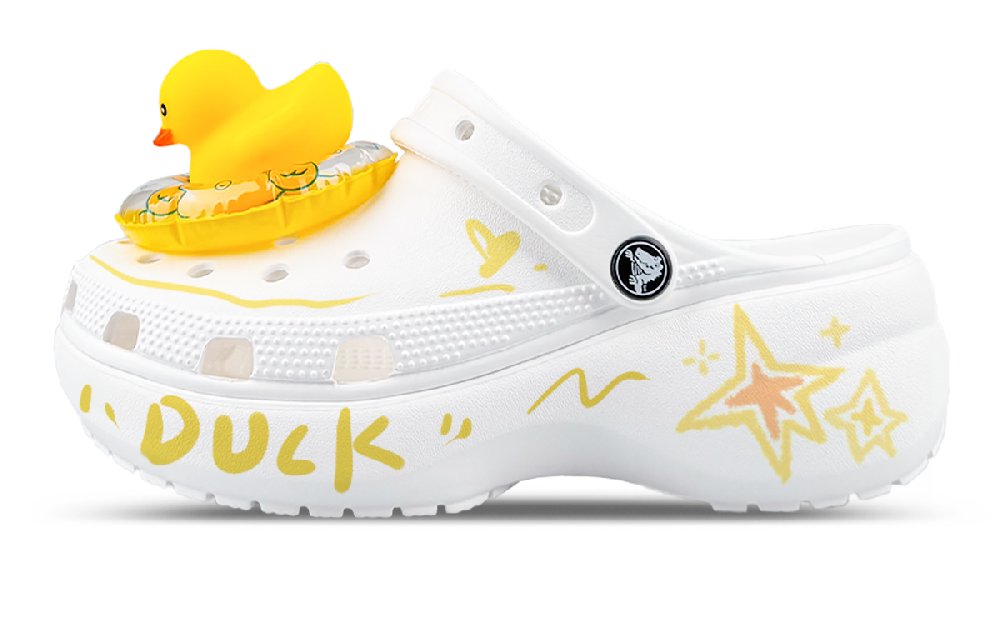 Crocs Classic Platform Clog Clogs Women's White Yellow