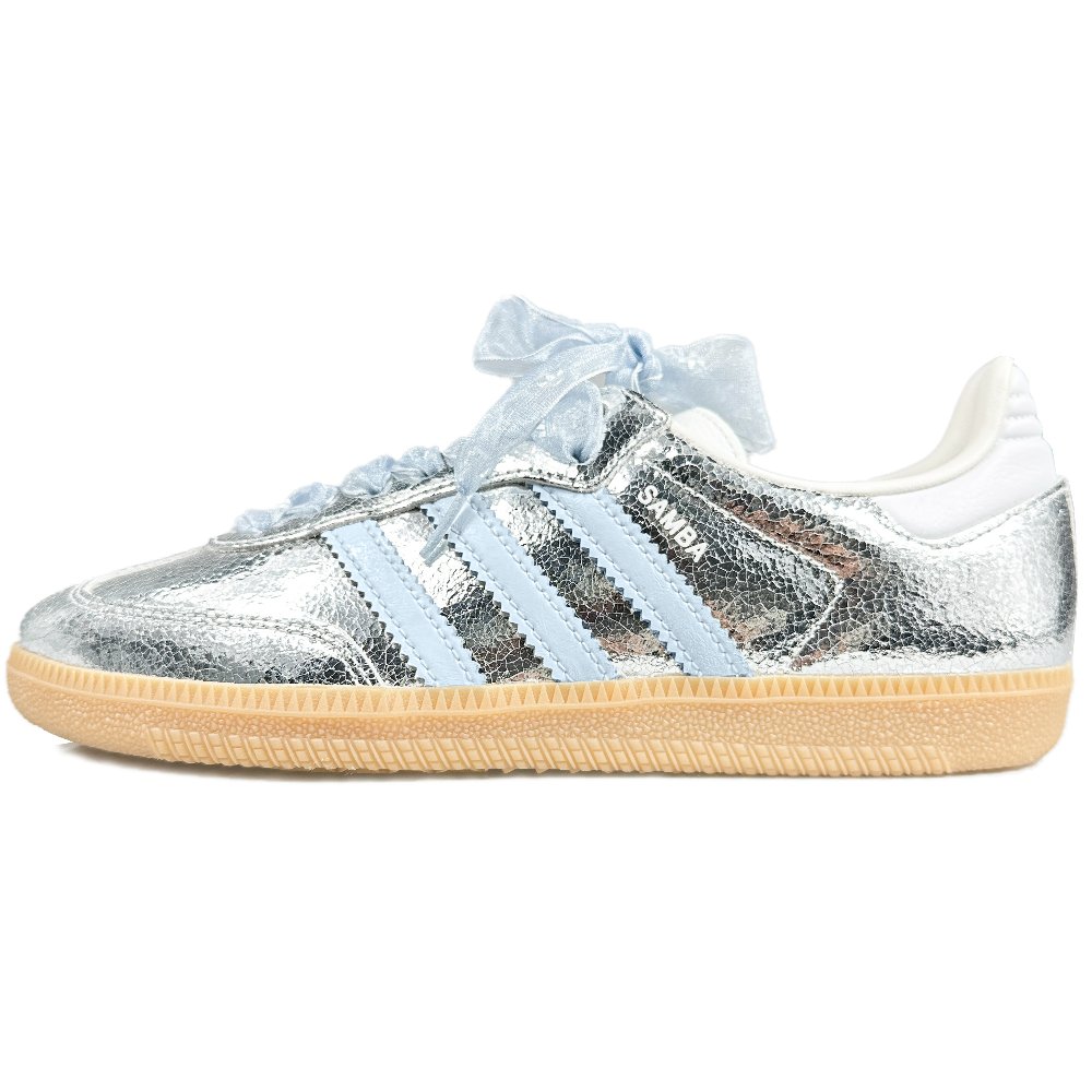 Adidas Originals SAMBA OG Anti Slip Wear Resistant Low Top Skateboard Shoes Women's Silver Blue