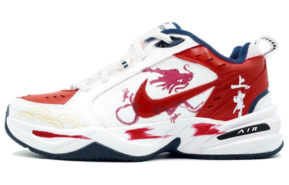 Nike Air Monarch 4 Low Top Chunky Sneakers Unisex White Red