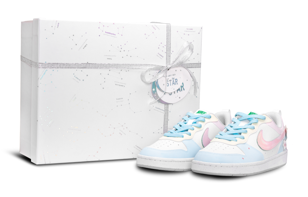 Nike Court Borough Anti-Slip Wear-Resistant Low-Top Skateboard Shoes GS Blue Pink