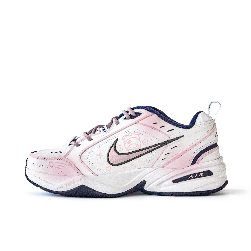 Nike Air Monarch 4 Anti Slip Wear Resistant Low Top Chunky Sneakers Unisex White Pink