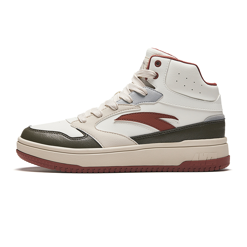 Anta Life Collection Anti-Slip Wear-Resistant Mid-Top Skateboard Shoes Men's White Black Red
