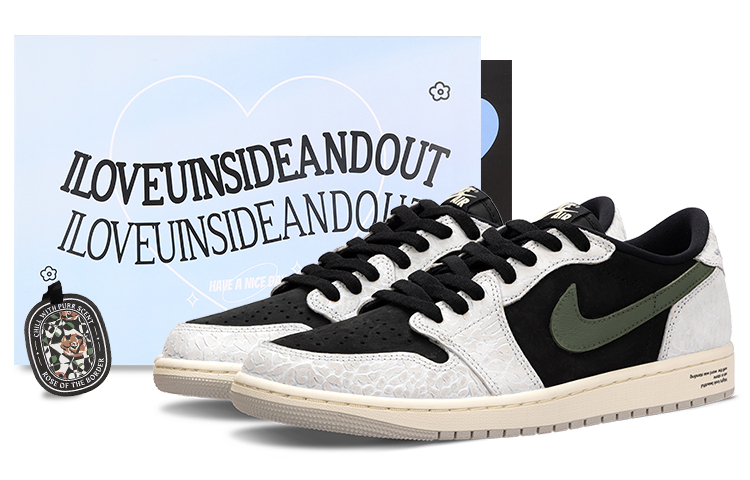 Jordan Air Jordan 1 Reverse Crackle Low-Top Vintage Basketball Shoes Women's Black White