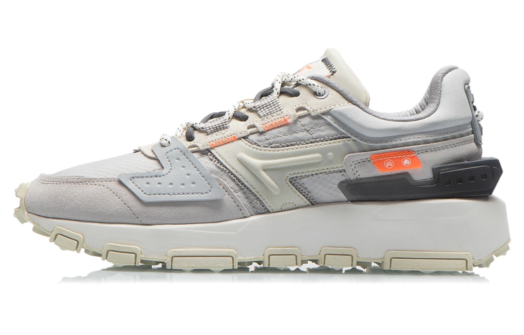 LiNing Cloud Sword Reflective Cushioned Slip-Resistant Abrasion-Resistant Low-Top Running Shoes Gray Orange