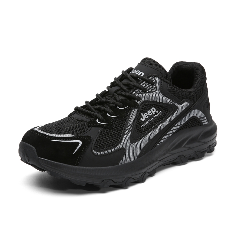 Jeep Cushioning Anti-Slip Wear-Resistant Breathability Low-Top Running Shoes Unisex Black