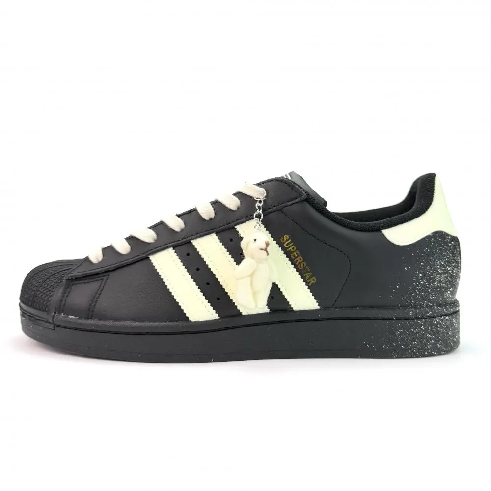Adidas Originals SUPERSTAR Starry Night Bear Abrasion Resistant Low Top Skateboard Shoes Unisex