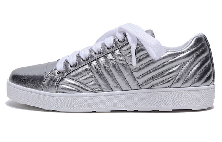 PRADA Leather Sneakers 'Silver' Women's