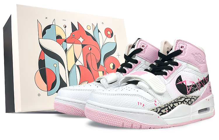 Jordan Legacy 312 High-Top Vintage Basketball Shoes GS Black Pink