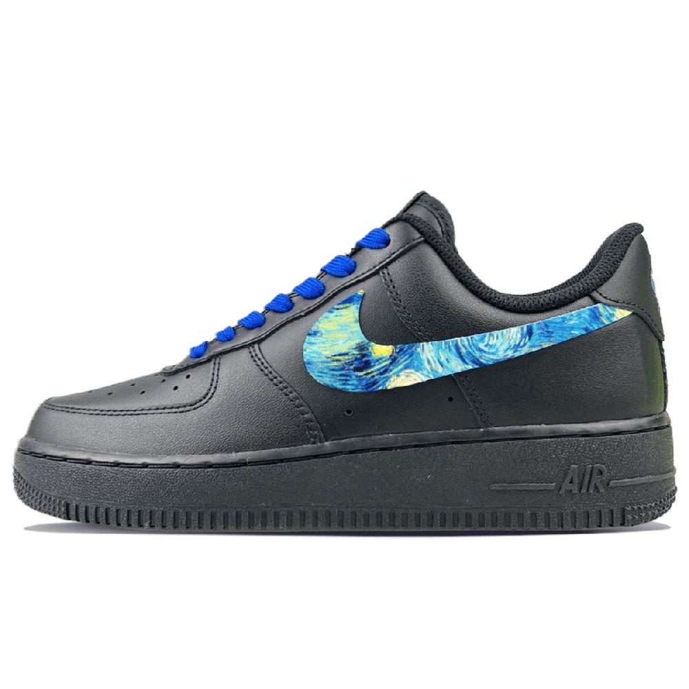 Nike Air Force 1 Anti-Slip Wear-Resistant Low-Top Skateboard Shoes Unisex Black And Blue
