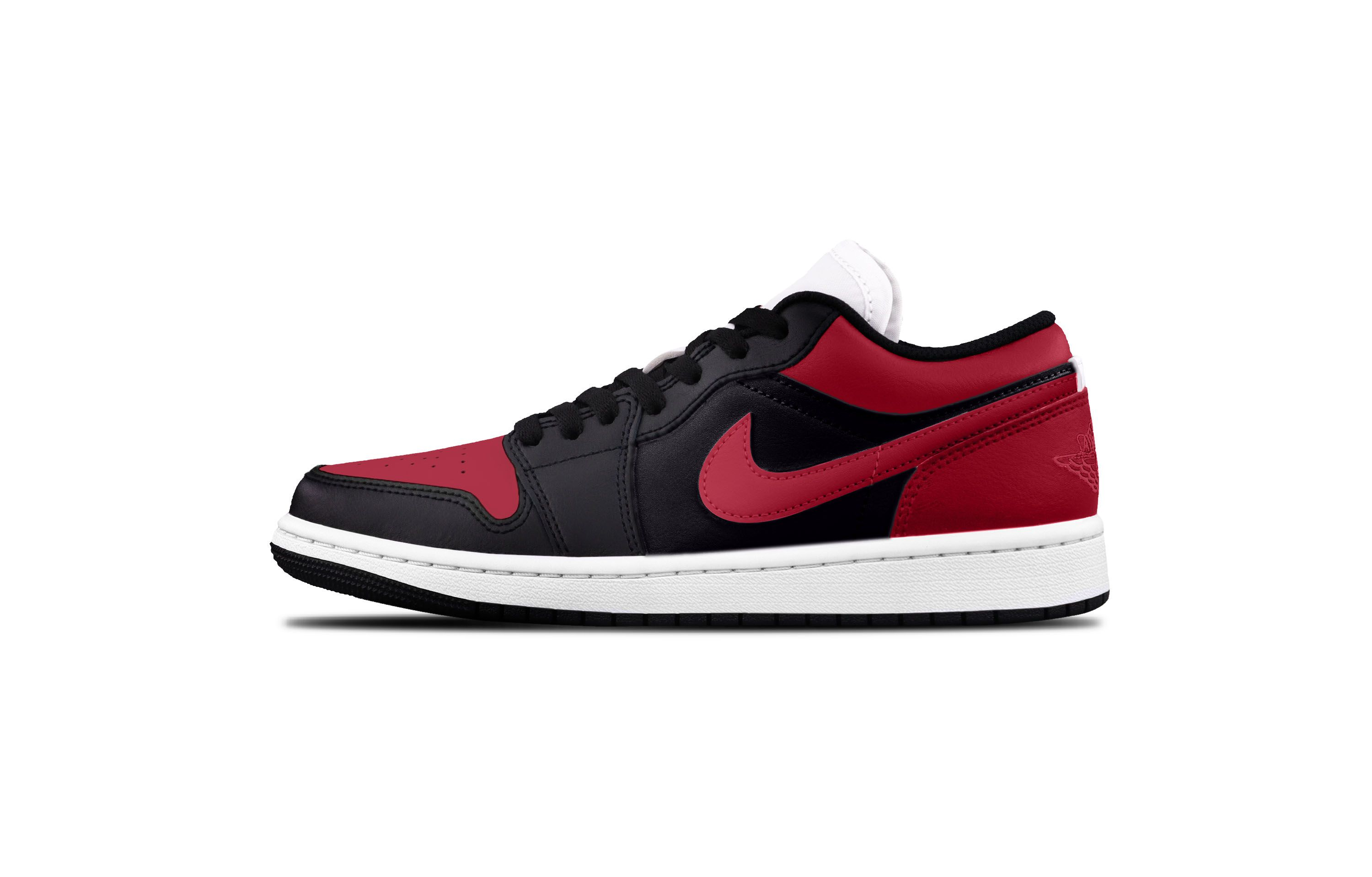 Jordan Air Jordan 1 Cushioning, Wear Resistant Low top Vintage Basketball Shoes Unisex Black Red