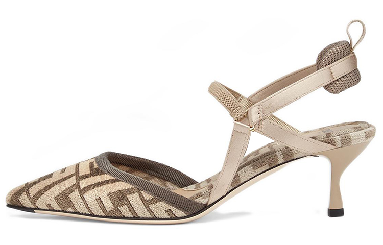 FENDI Colibri Lite 55 Slim Heel High Heels Women's Light Brown