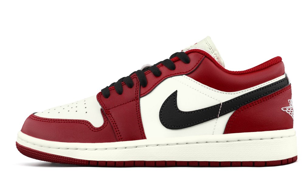 Jordan Air Jordan 1 Bulls Cushioning, Wear Resistant Low Top Skateboard Shoes Unisex Red Black