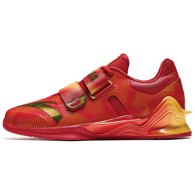 Anta Anti-Slip Wear-Resistant Low-Top Weightlifting Shoes Men's Red Gold
