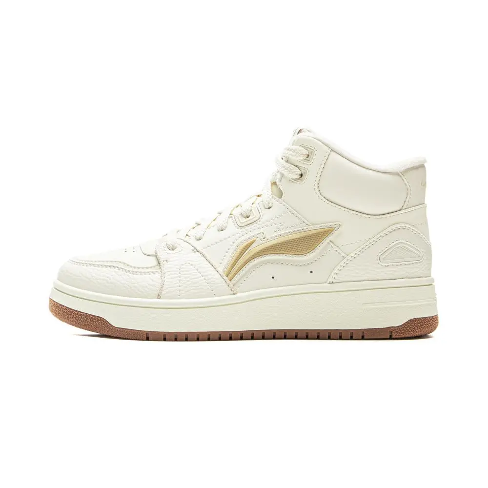 LiNing Tianji HI Slip Resistant Abrasion Resistant Mid top Skateboard Shoes Women's Mother Of Pearl White