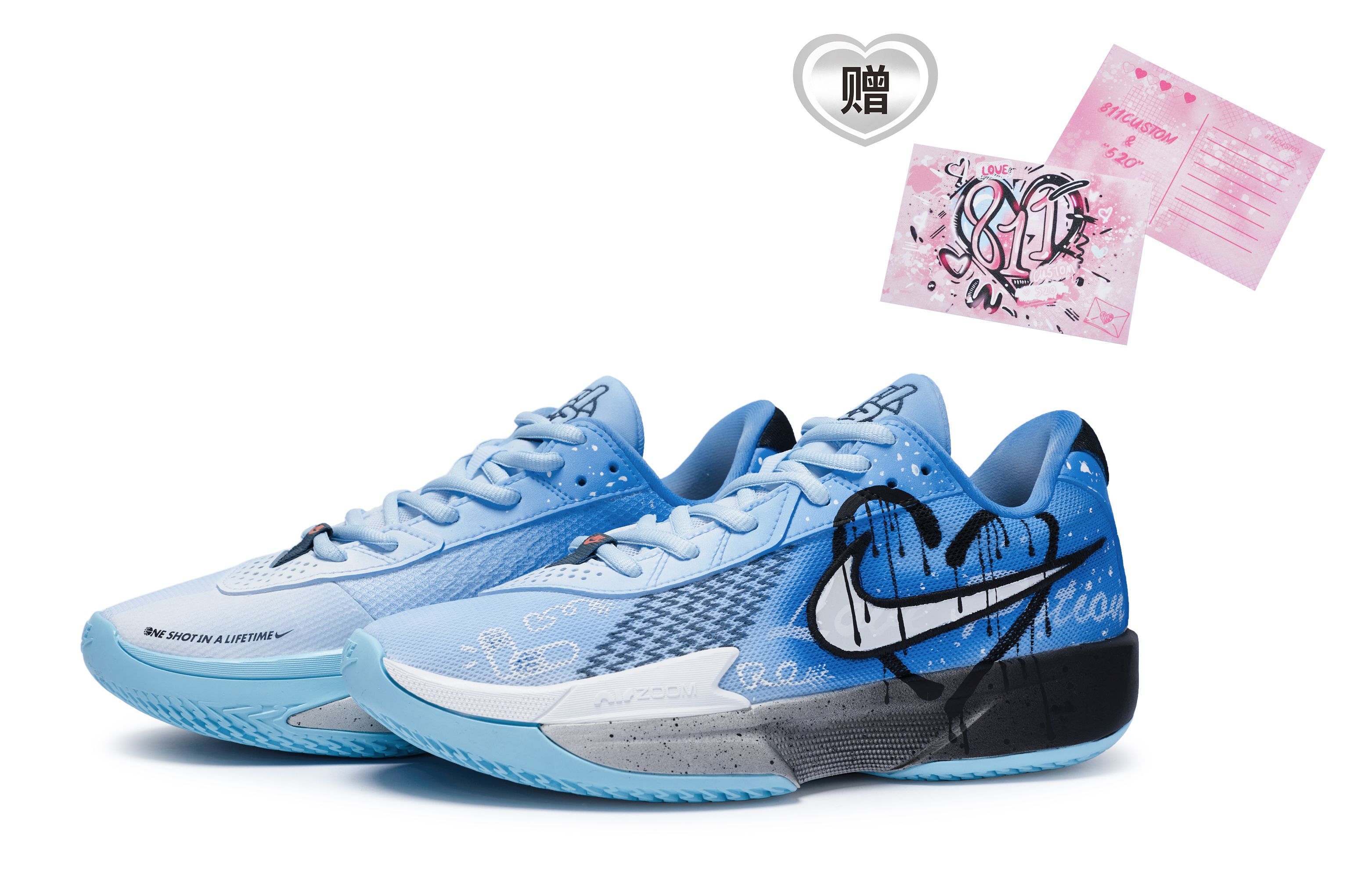 Nike Air Zoom G.T. Cut Academy 811 Manufacture Love Elixir Low-Top Basketball Shoes Unisex Blue White
