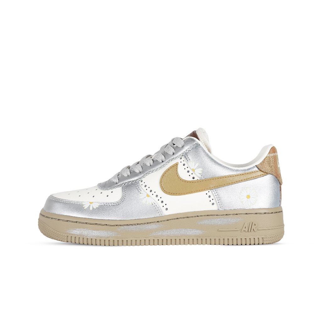 Nike Air Force 1 Low Little Sunflower Low-Top Skateboard Shoes Women's Silver Green
