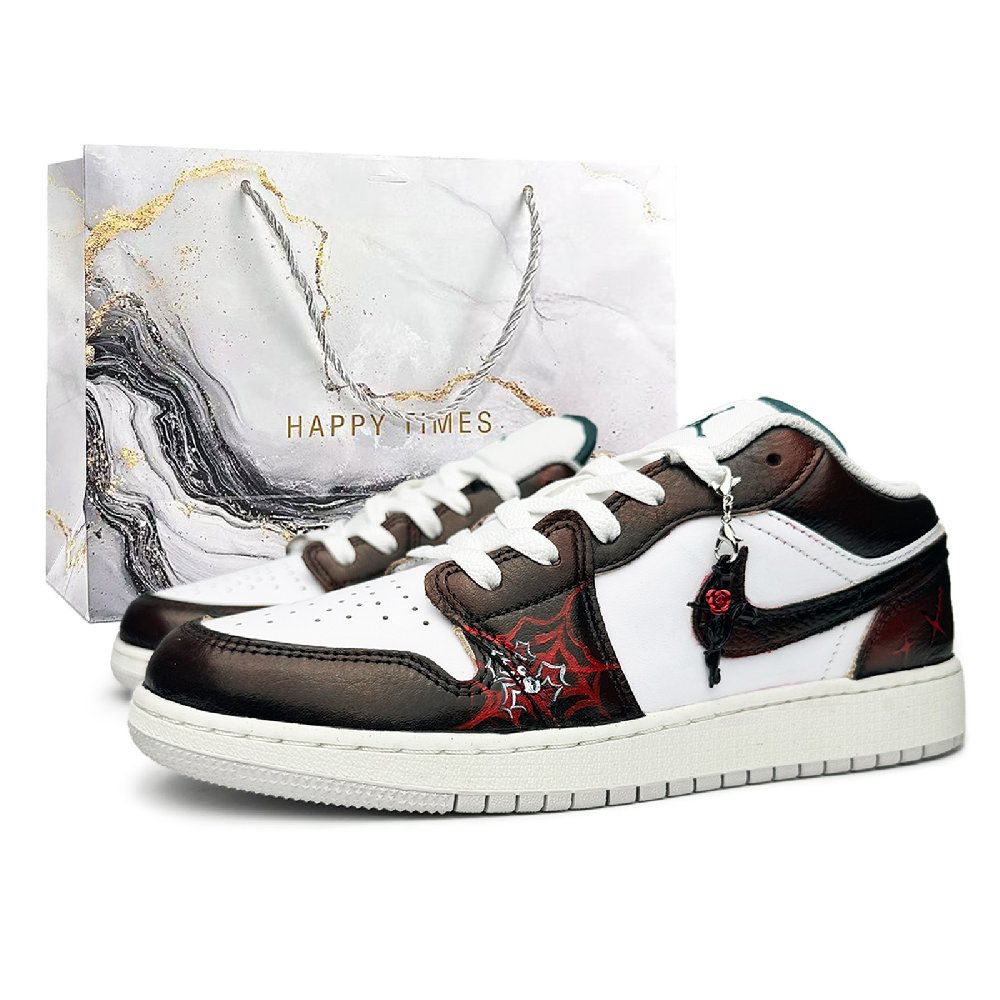 Jordan Air Jordan 1 Abrasion Resistant Low Top Vintage Basketball Shoes Unisex Black White Red