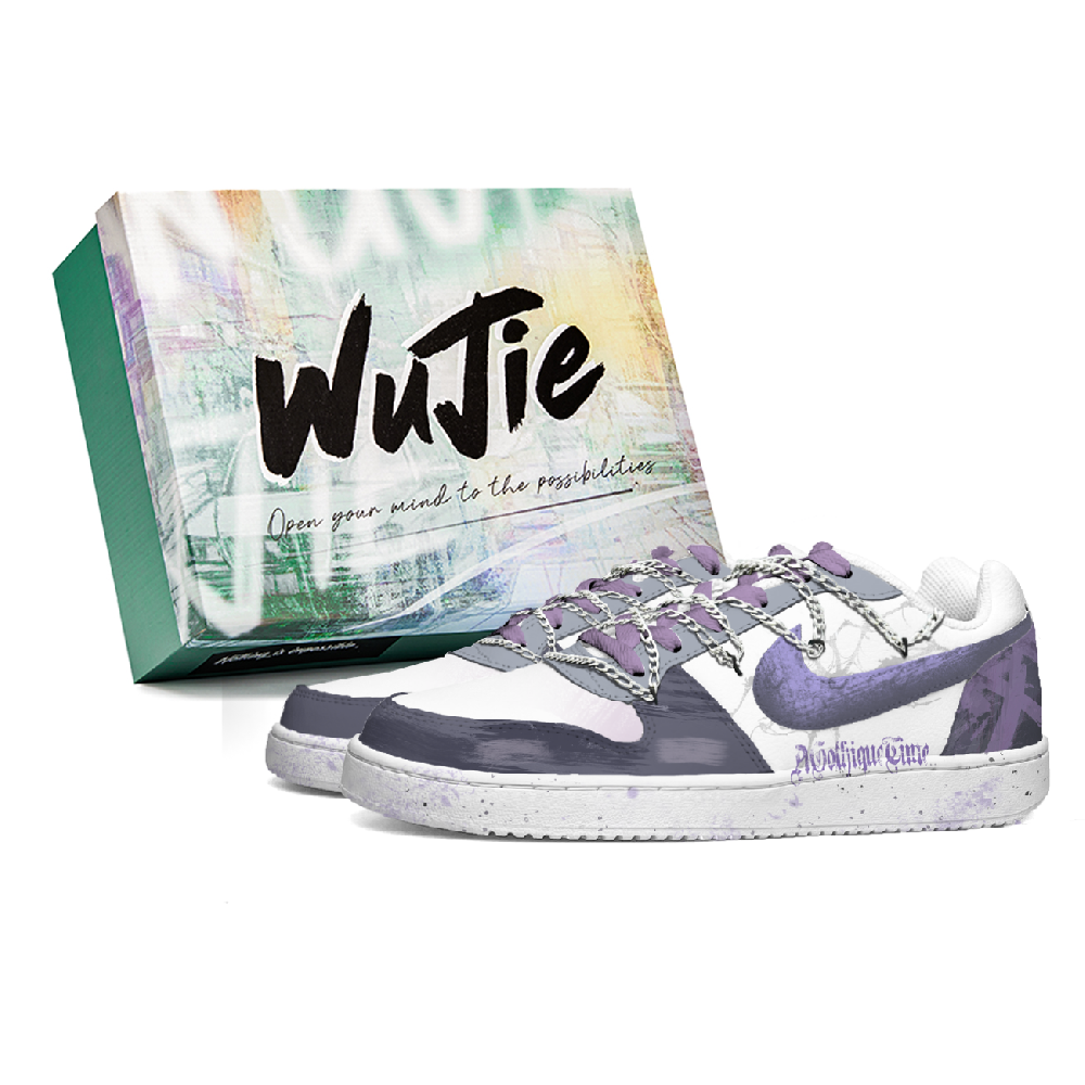 Nike EBERNON WuJie, Box, Variant Slip Resistant Low Top Skateboard Shoes Unisex Purple White