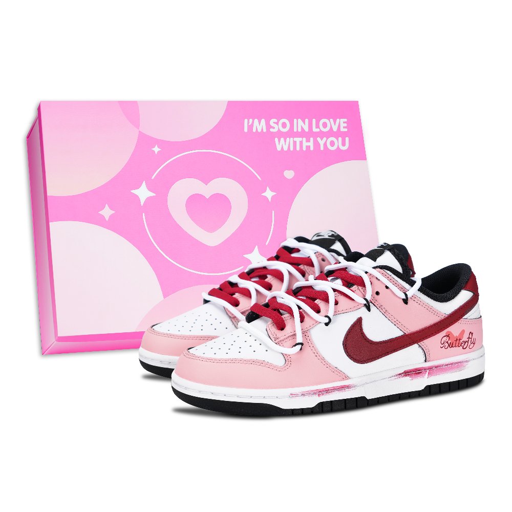 Nike Dunk Black White, Butterfly Intent Anti Slip Wear Resistant Low Top Skateboard Shoes Unisex Pink
