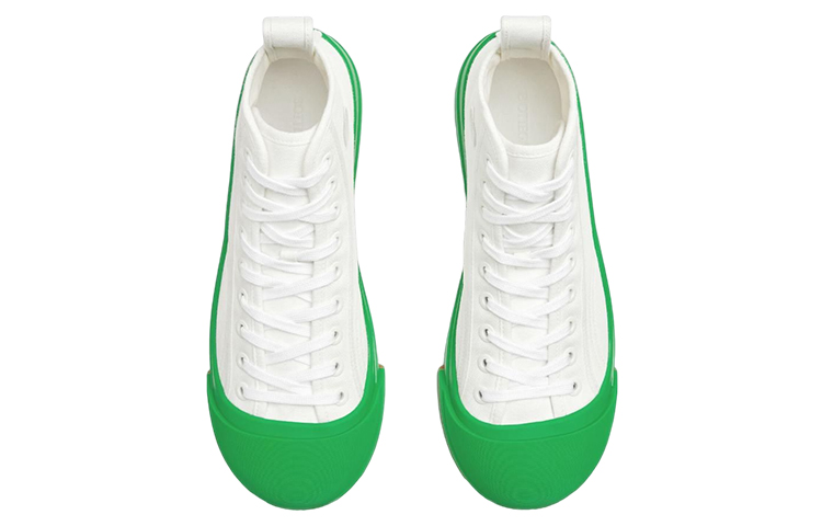 Bottega Veneta Vulcan Mid top Stylish Skateboarding Shoes Women's White Green