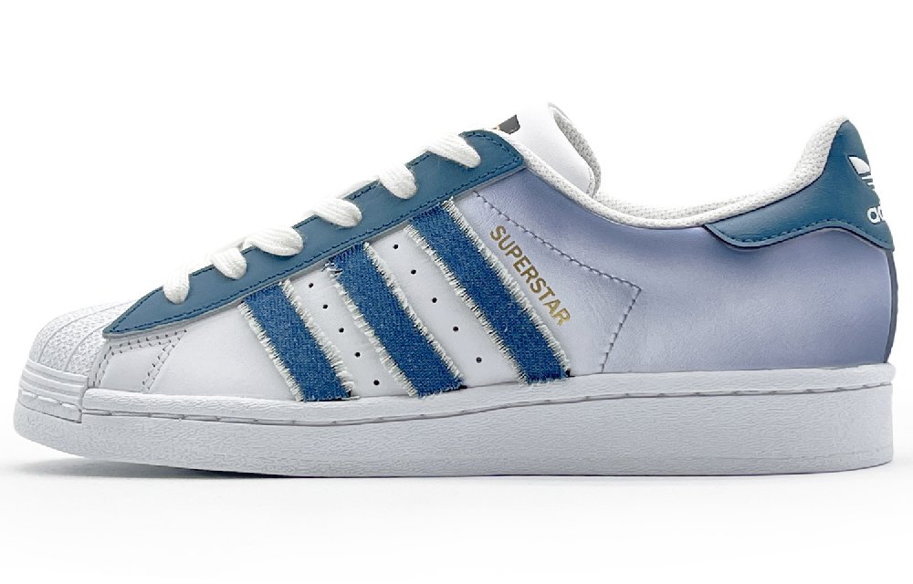 Adidas Originals Superstar Skateboard Shoes Unisex Low-Top White/Blue