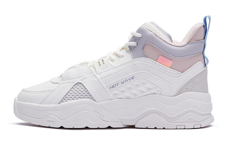 361° Cushioning Abrasion Resistant Thermal Mid Top Sports Casual Shoes Women's White Purple
