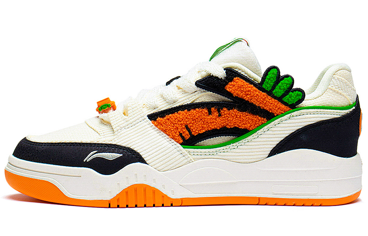 LiNing Yuebai Anti-Slip Wear-Resistant Low-Top Skateboard Shoes Women's White Black Orange Year Of The Rabbit Limited