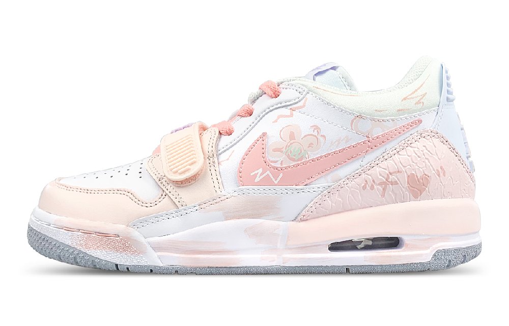 Jordan Legacy 312 Anti-Slip Wear-Resistant Low-Top Vintage Basketball Shoes Women's White Pink