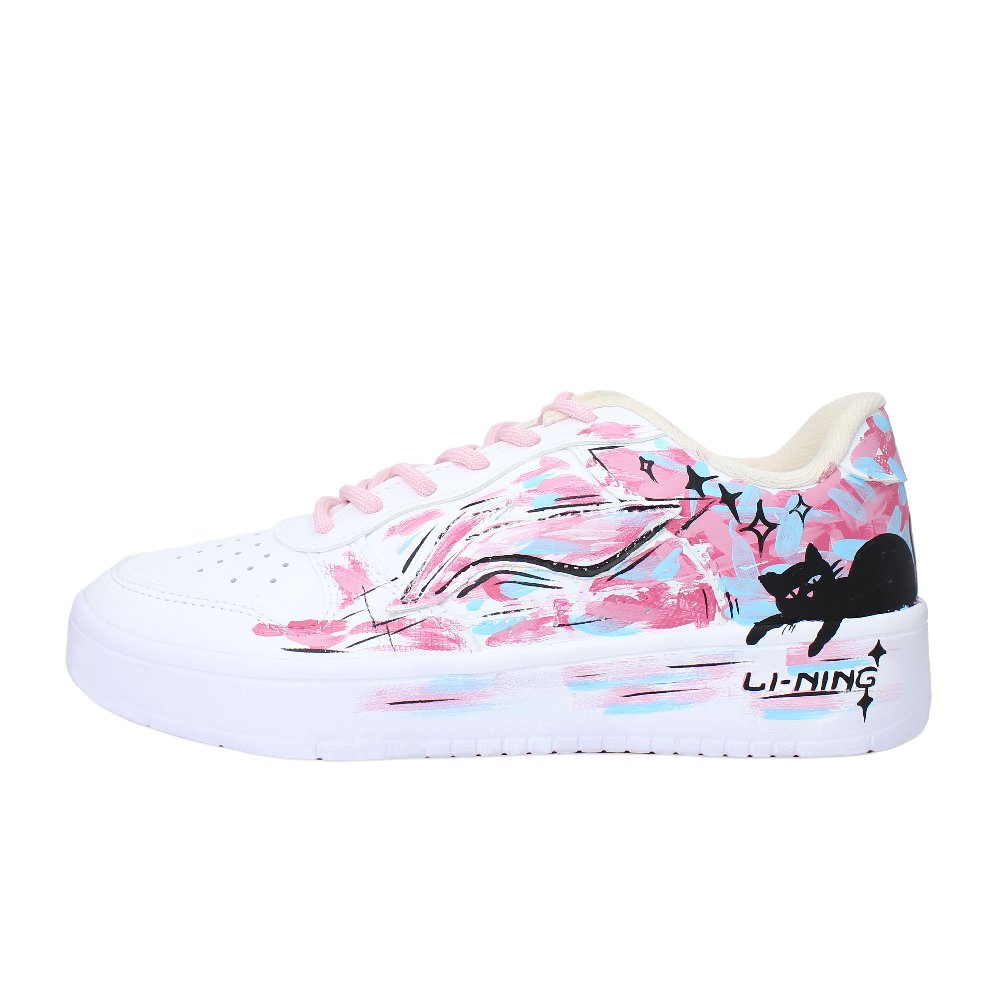 LiNing Pontoon Boats Wear resistant And Lightweight Low Top Skateboard Shoes Unisex White Black Pink