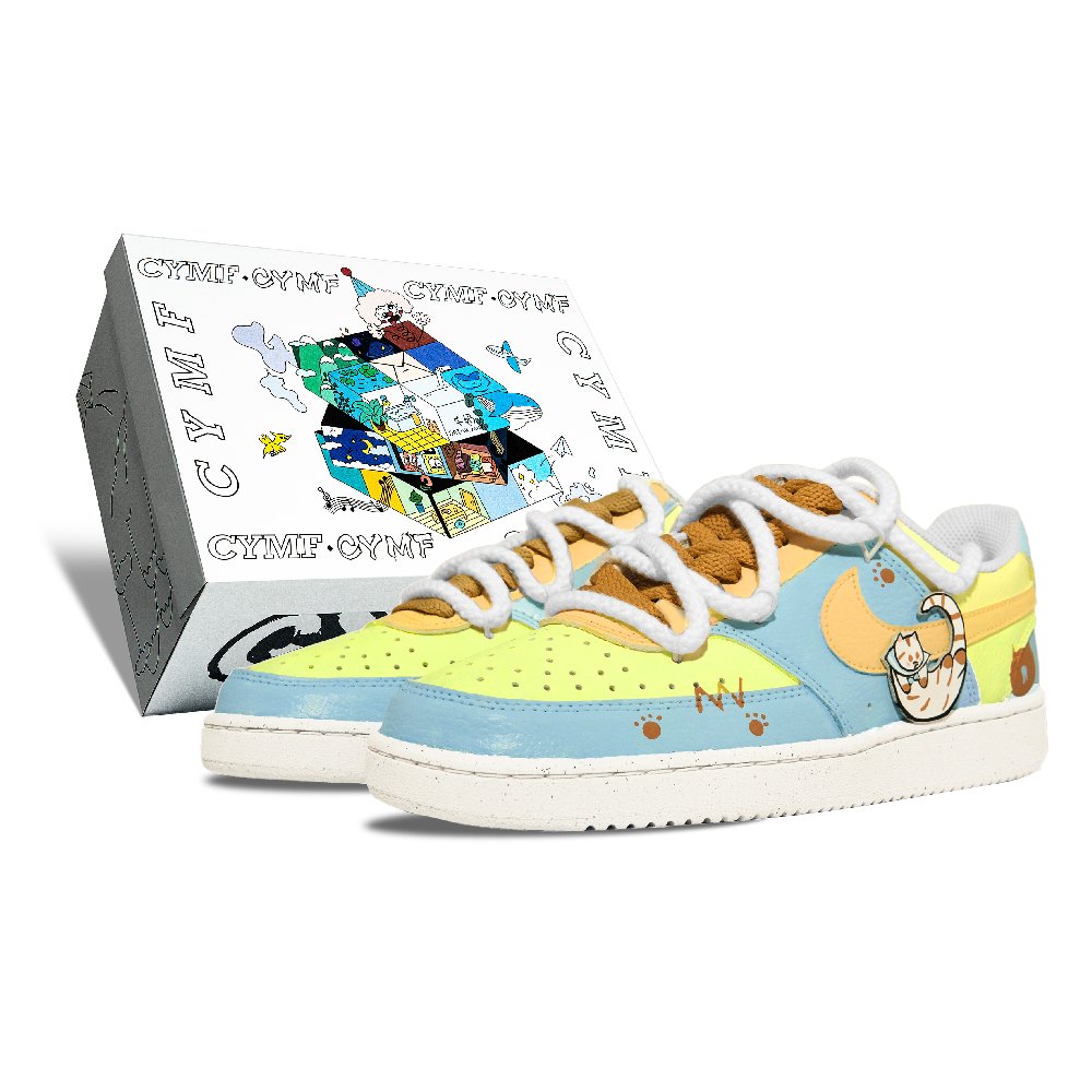 Nike Court Vision Slip-Resistant Low-Top Skateboard Shoes Men's Bright Yellow