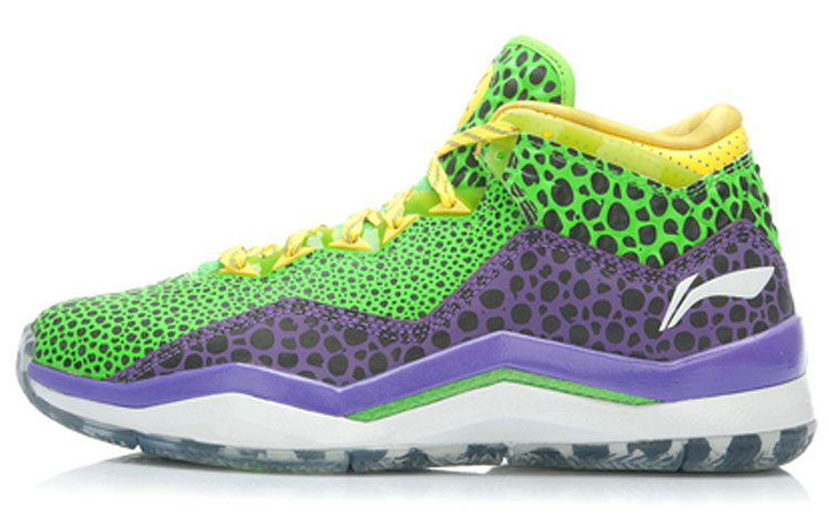 LiNing WOW 3 Way Of Wade 3 All-Star Cushioned Slip-Resistant Coverage Mid-Top Basketball Shoes Men's Green Purple
