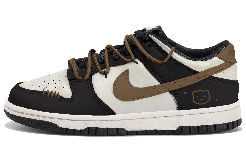 Nike Dunk Anti Slip Wear Resistant Low Top Skateboard Shoes Unisex Beige Black Brown