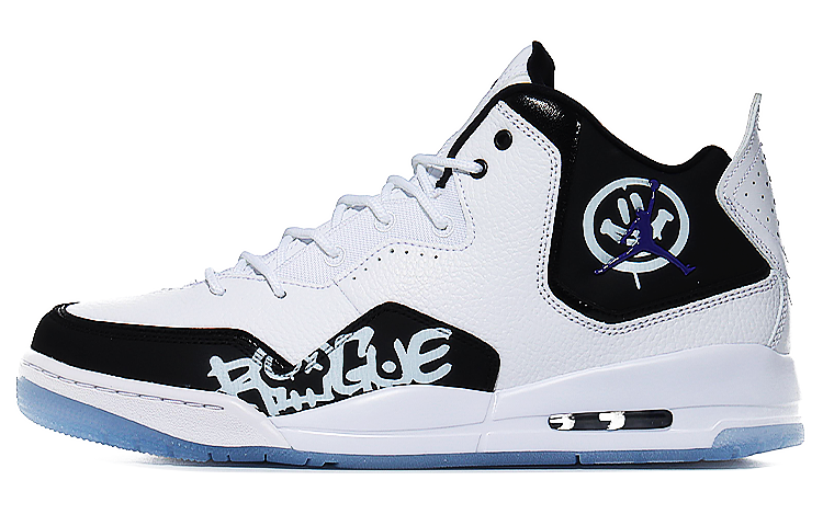 Jordan Courtside 23 Anti-Slip Wear-Resistant Mid-Top Vintage Basketball Shoes Men's Black White
