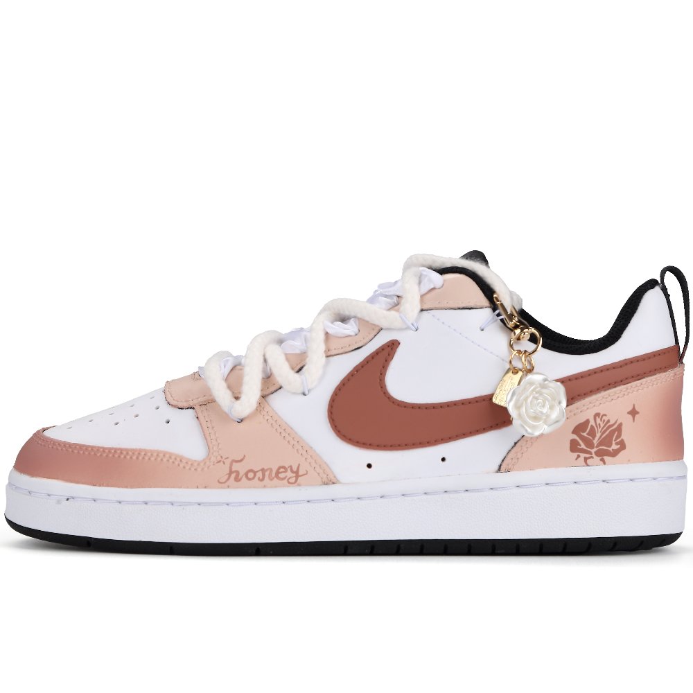 Nike Court Borough Lightweight And Breathable Low-Top Skateboard Shoes GS White Pink